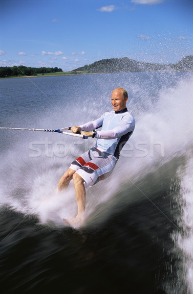 Stok fotoğraf: Genç · su · kayakçılık · deniz · renk · sprey