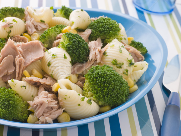 Tonijn broccoli pasta schelpen kinderen mais Stockfoto © monkey_business