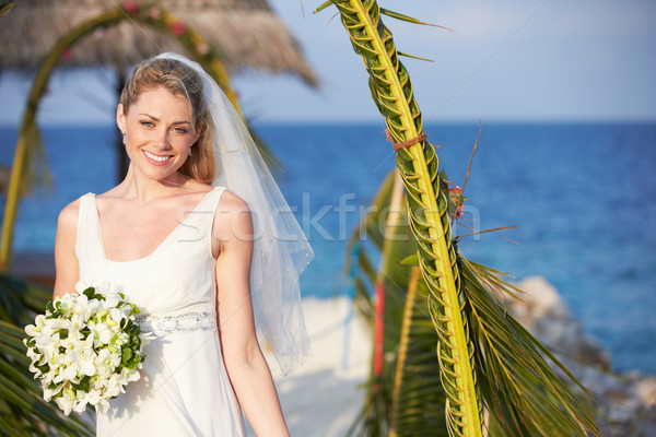 Gyönyörű menyasszony házas tengerpart szertartás esküvő Stock fotó © monkey_business
