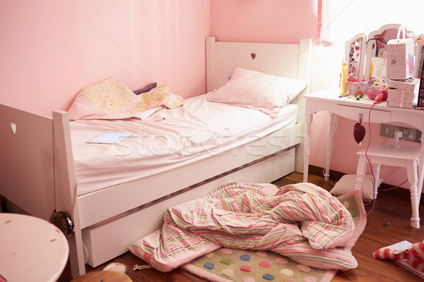 Lege slaapkamer roze niemand rommelig Stockfoto © monkey_business