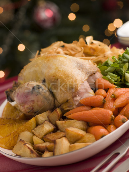 Pheasant Roasted with Orange Carrots Watercress and Parsnip Cris Stock photo © monkey_business
