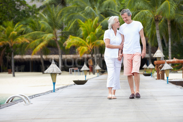 Senior Couple Walking On Wooden Jetty Stock photo © monkey_business