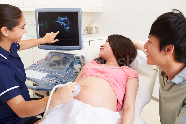 Hamile kadın ortak ultrason taramak kadın doktor Stok fotoğraf © monkey_business