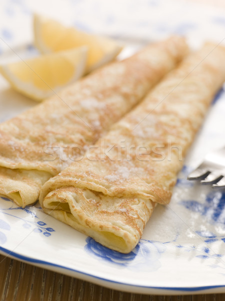 Plate of Folded Pancakes Lemon and Sugar Stock photo © monkey_business