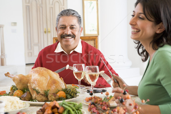 Vater Erwachsenen Tochter Sitzung nach unten Weihnachten Stock foto © monkey_business