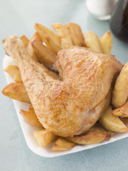 Portion Of Chicken And Chips On A Polystyrene Tray Stock photo © monkey_business