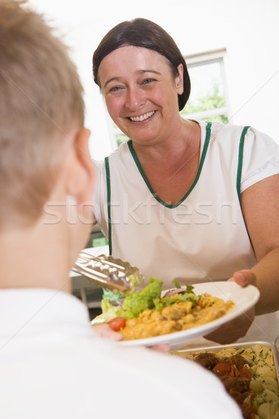 Foto stock: Placa · almuerzo · escuela · ninos