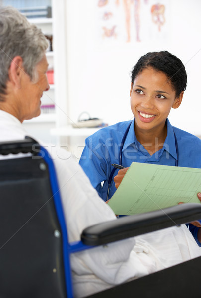 Foto stock: Médico · feminino · paciente · escritório · saúde · hospital