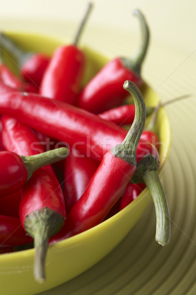 Red Chili Peppers In A Green Bowl Stock photo © monkey_business
