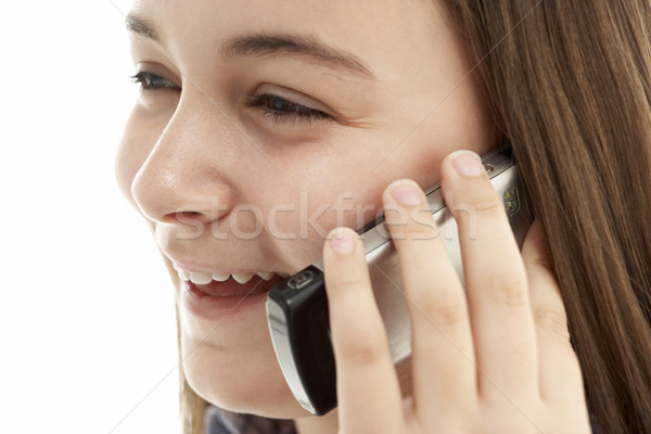 Fiatal lány beszél mobiltelefon lány telefon tini Stock fotó © monkey_business