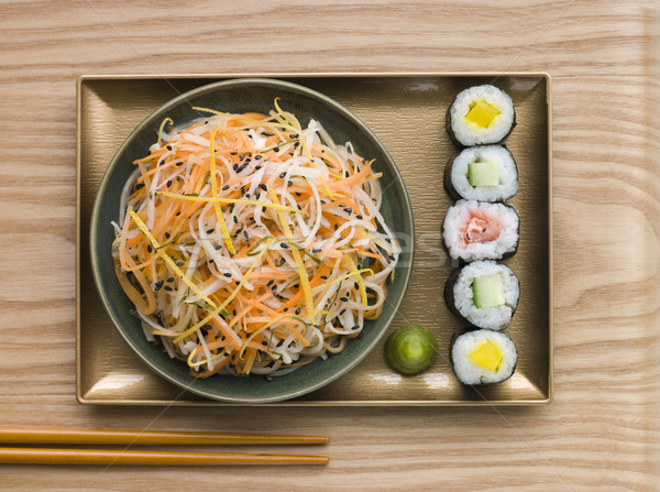 ストックフォト: ニンジン · サラダ · ごま · 寿司 · わさび · ショット