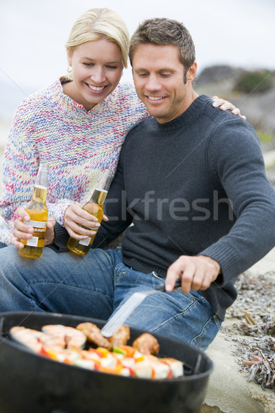 çift pişirme barbekü kadın gıda adam Stok fotoğraf © monkey_business