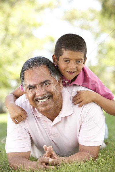 [[stock_photo]]: Grand-père · petit-fils · parc · enfant · portrait · jeunes