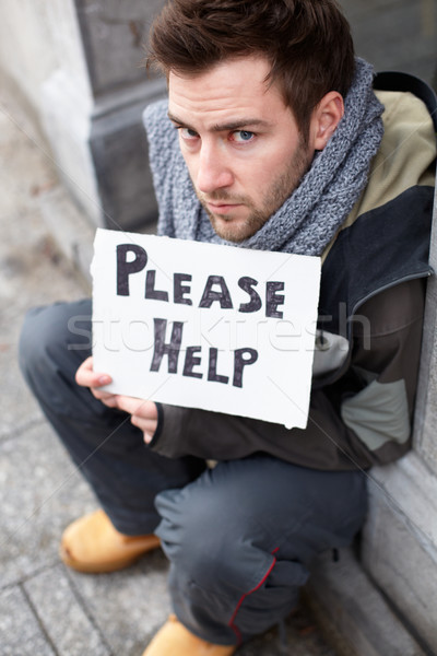 Hajléktalan fiatalember utca férfi város szomorú Stock fotó © monkey_business