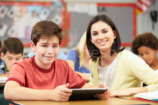 Stock photo: Pupils In Class Using Digital Tablet With Teacher