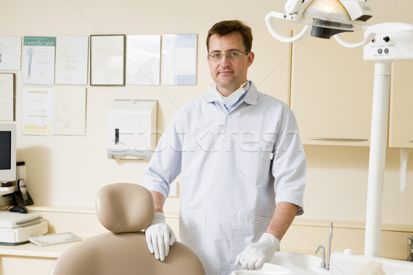 Foto stock: Dentista · exame · quarto · sorrir · trabalhar · retrato