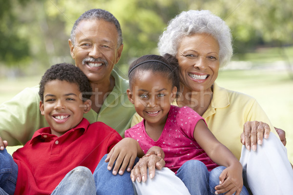 Stock fotó: Nagyszülők · park · unokák · lány · férfi · kert