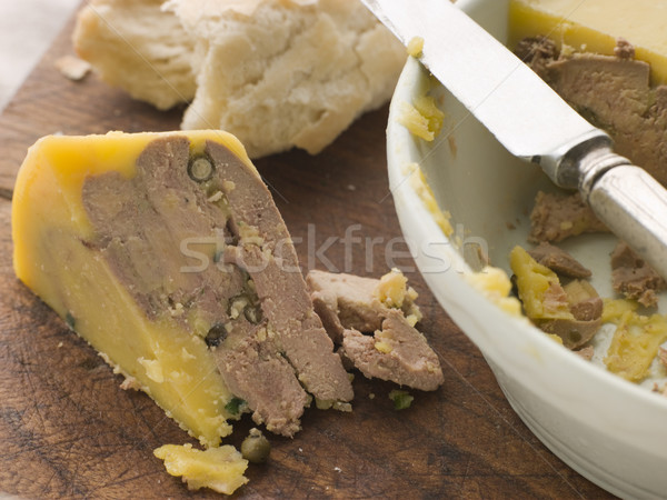 Pressing of Duck Foie Gras and Green Peppercorns with Rustic Bre Stock photo © monkey_business