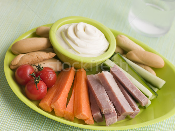 Ham Vegetable and Bread Sticks with Cheese Spread Stock photo © monkey_business