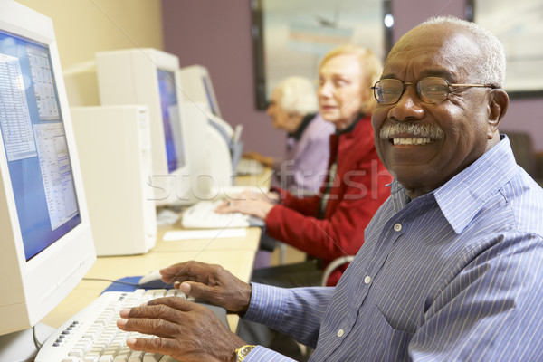 Foto stock: Altos · hombre · ordenador · Internet · supervisar