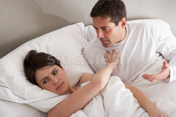 Casal problemas desacordo cama mulher jovem Foto stock © monkey_business