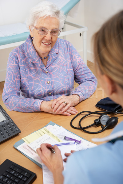 Senior woman patient with UK nurse Stock photo © monkey_business