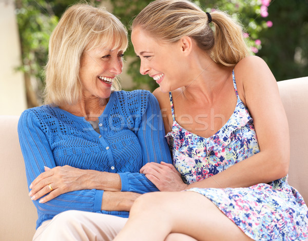 Senior Woman With Adult Daughter Relaxing On Sofa At Home Stock photo © monkey_business