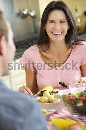 High school students eating in the school cafeteria Stock photo © monkey_business