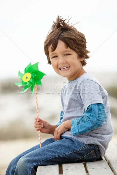 Young boy holding windmill into the wind Stock photo © monkey_business