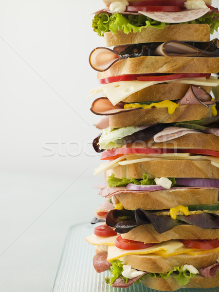Kule sandviç tavuk peynir et pişirme Stok fotoğraf © monkey_business