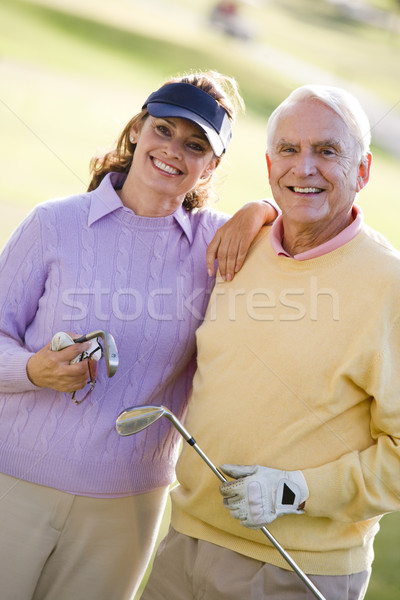 Stockfoto: Paar · genieten · spel · golf · man · sport