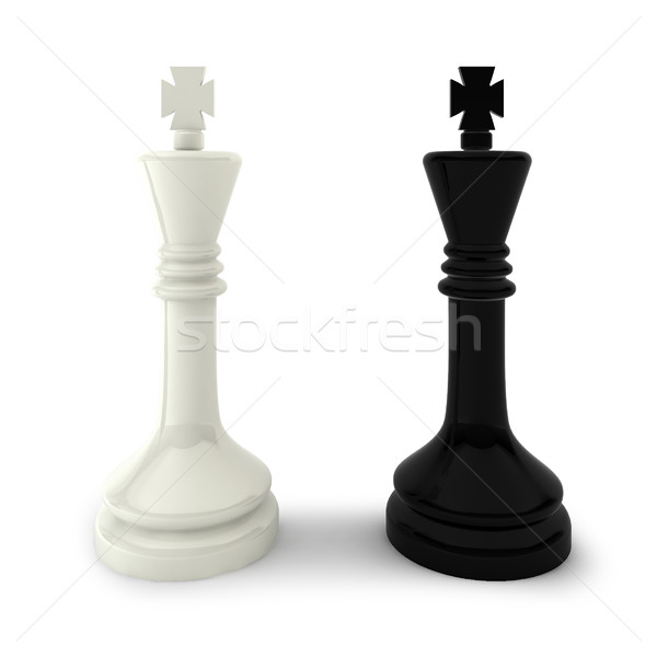 [[stock_photo]]: Deux · échecs · 3d · illustration · blanche · pouvoir · succès