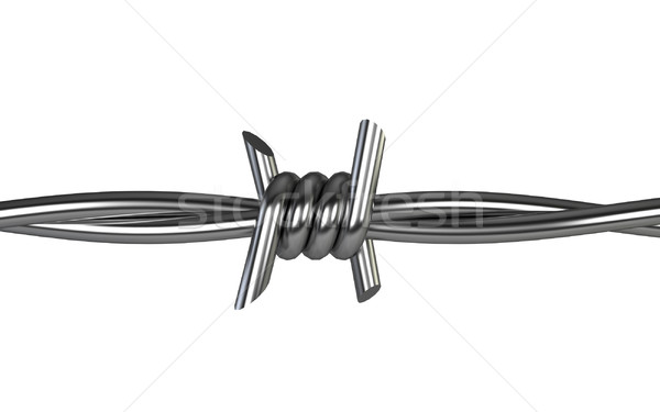 Drutu kolczastego 3d ilustracji odizolowany biały metal bezpieczeństwa Zdjęcia stock © montego