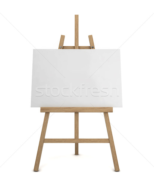 [[stock_photo]]: Chevalet · toile · 3d · illustration · isolé · blanche · école