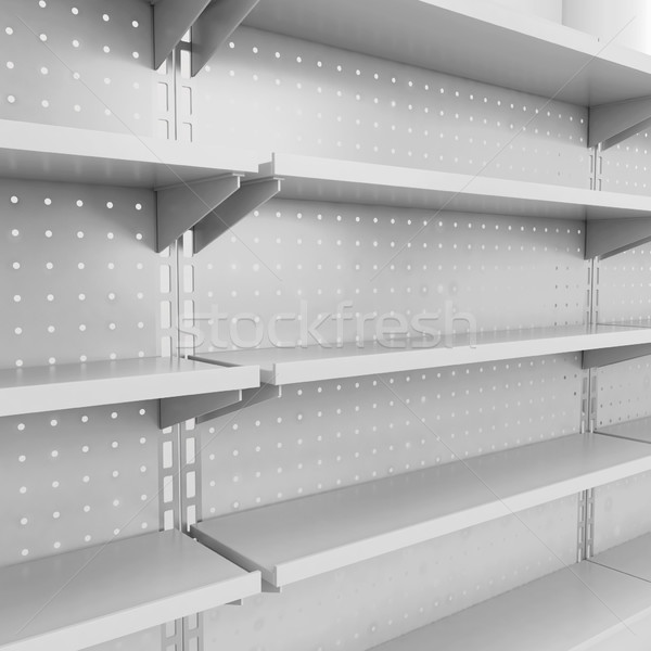 магазине Полки 3d иллюстрации изолированный белый бизнеса Сток-фото © montego