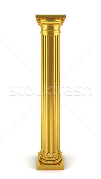 [[stock_photo]]: Or · colonne · 3d · illustration · blanche · design · métal