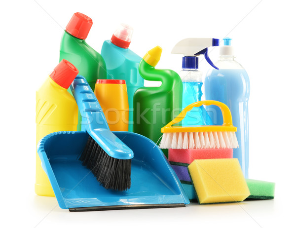 Detergent bottles isolated on white. Chemical cleaning supplies Stock photo © monticelllo