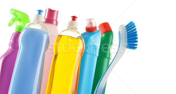 Détergent bouteilles isolé blanche nettoyage brosse [[stock_photo]] © monticelllo