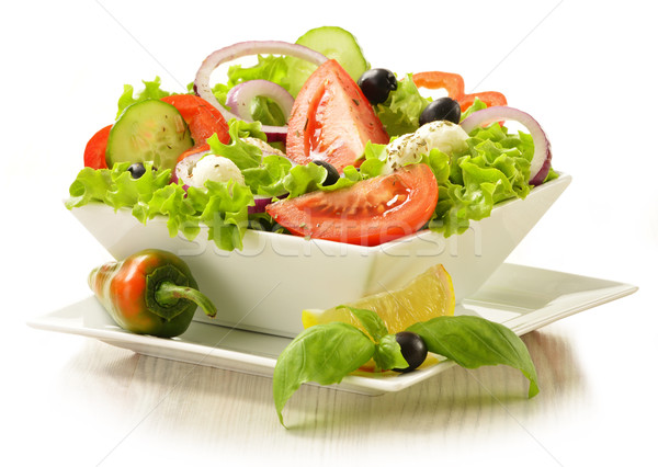 Vegetable salad bowl isolated on white Stock photo © monticelllo