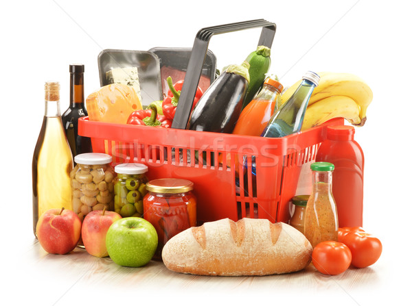 Stock photo: Composition with grocery products in shopping basket