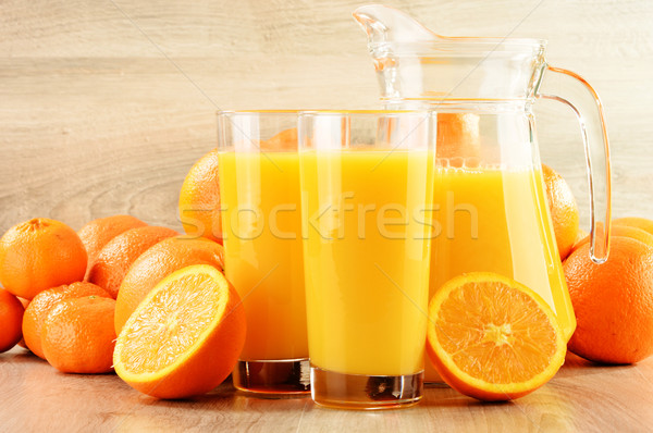 Deux verres jus d'orange fruits alimentaire fruits [[stock_photo]] © monticelllo