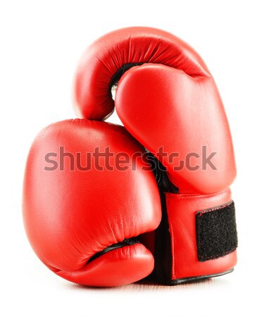 Pair of red leather boxing gloves isolated on white Stock photo © monticelllo