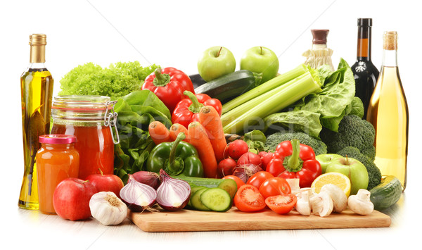 raw vegetables in wicker basket isolated on white Stock photo © monticelllo