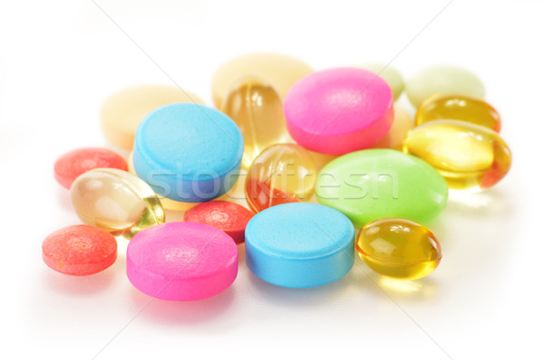 Composition with variety of drug pills and dietary supplements Stock photo © monticelllo