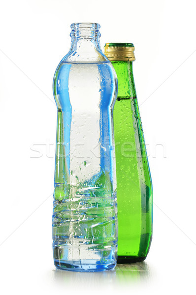 Vidro garrafa água mineral isolado branco natureza Foto stock © monticelllo