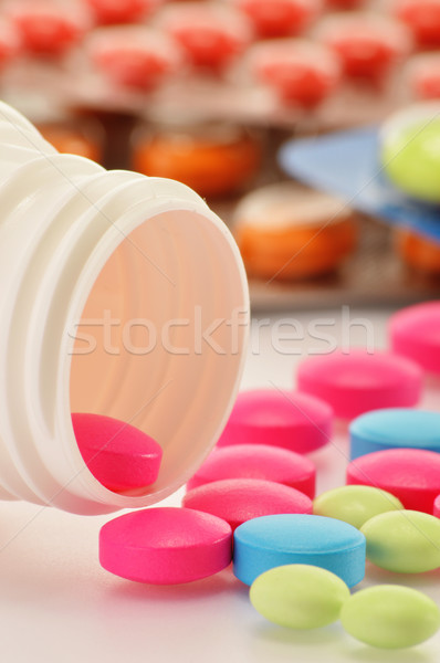 Composition with variety of drug pills and dietary supplements Stock photo © monticelllo