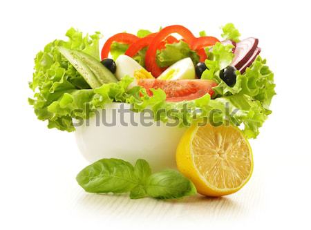 蔬菜 沙拉碗 孤立 白 廚房 表 商業照片 © monticelllo
