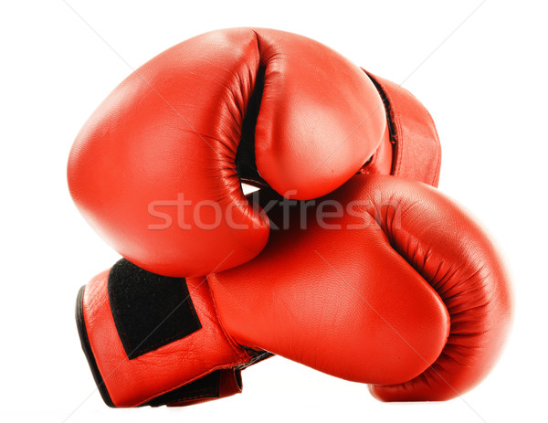 Pair of red leather boxing gloves isolated on white Stock photo © monticelllo