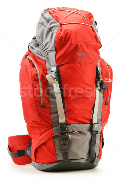 Nagy piros turisztikai hátizsák izolált fehér Stock fotó © monticelllo