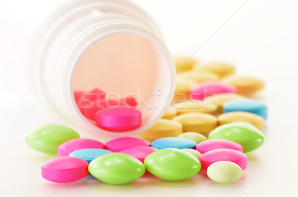 Composition with variety of drug pills and dietary supplements Stock photo © monticelllo